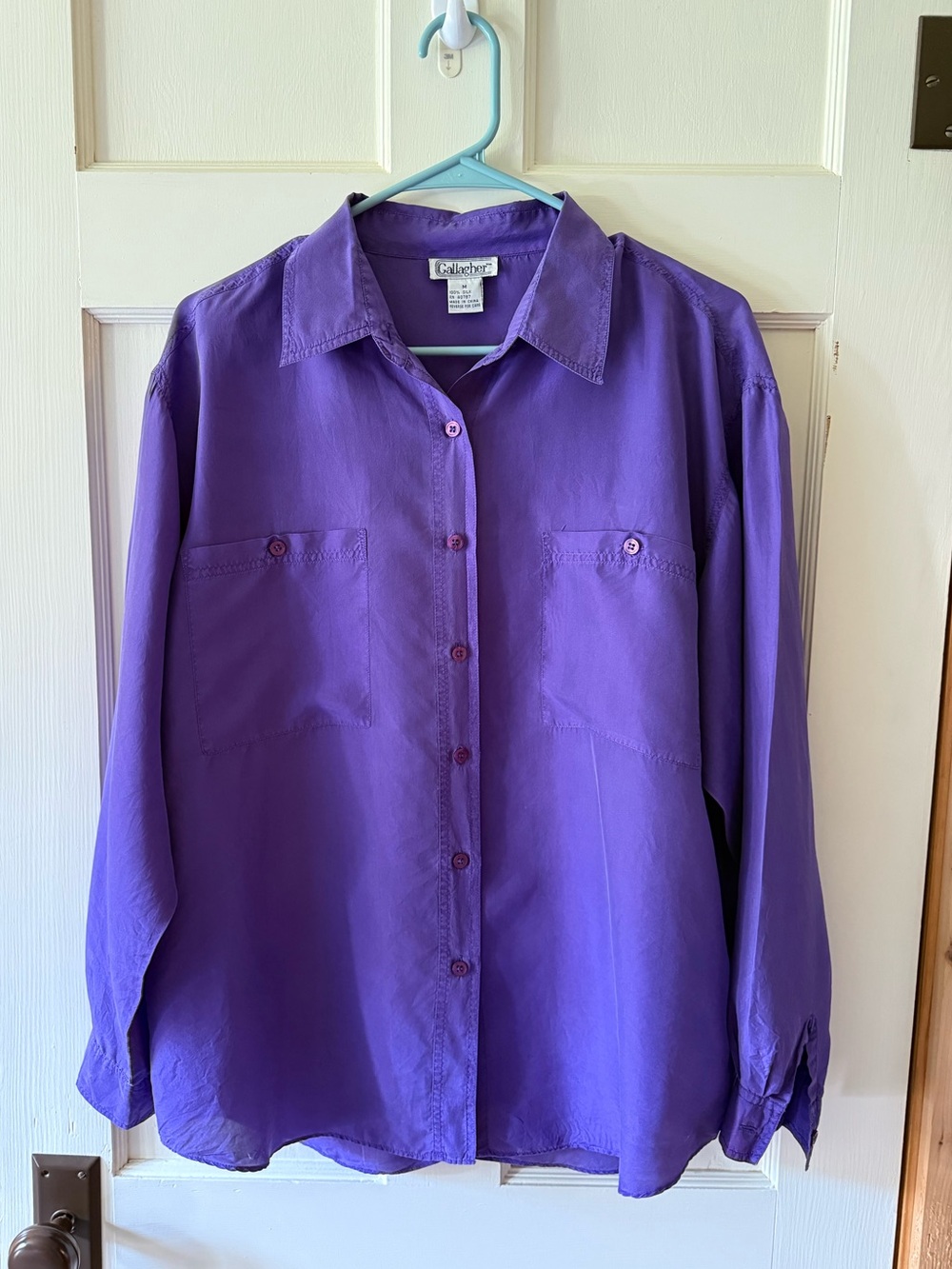 Vintage Gallagher Purple Rain Button-Up‎ Shirt 100% Silk